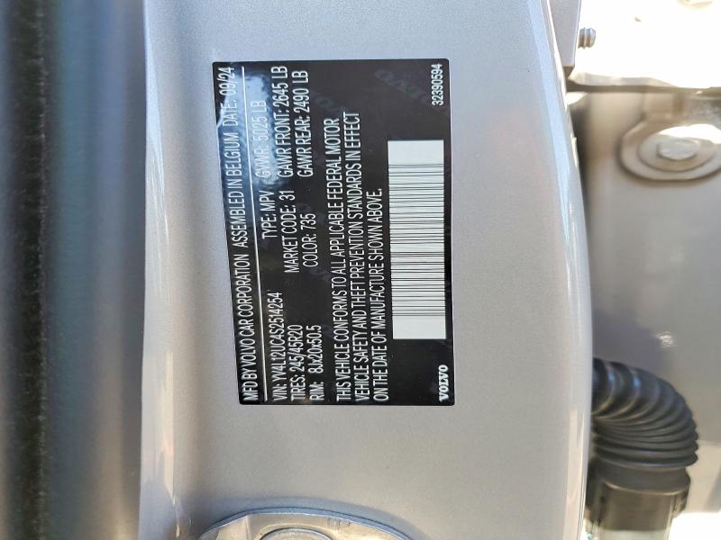 79114735 :رقم المزاد ، YV4L12UC4S2514254 vin ، 2025 Volvo Xc40 مزاد بيع