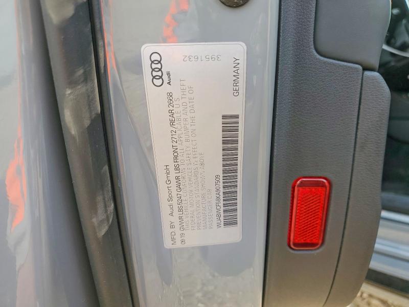 2019 Audi Rs5 მანქანა იყიდება აუქციონზე, vin: WUABWCF58KA907509, აუქციონის ნომერი: 79209155
