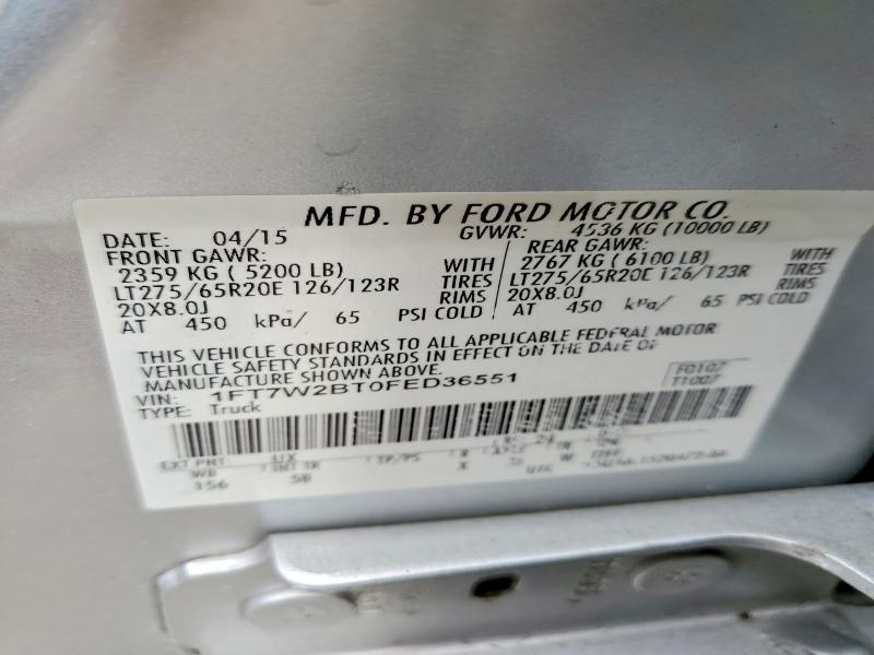 2015 Ford F250 მანქანა იყიდება აუქციონზე, vin: 1FT7W2BT0FED36551, აუქციონის ნომერი: 77118595