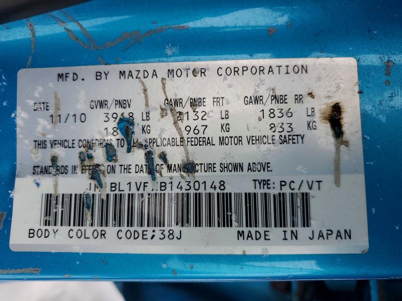 Aukcja sprzedaży 2011 Mazda 3, vin: JM1BL1VFXB1430148, numer aukcji: 76018755