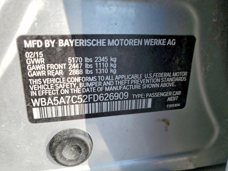2015 Bmw 528 მანქანა იყიდება აუქციონზე, vin: WBA5A7C52FD626909, აუქციონის ნომერი: 76985125
