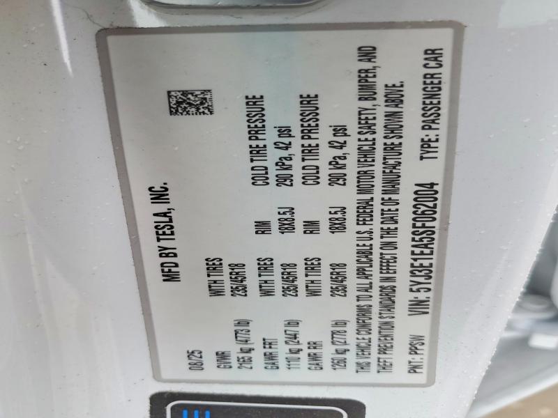 Продажа на аукционе авто 2025 Tesla Model 3, vin: 5YJ3E1EA5SF062004, номер лота: 76233935