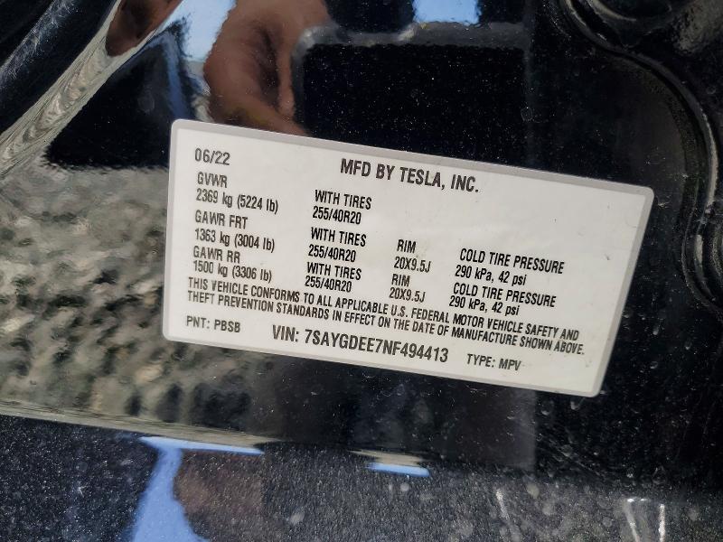 Aukcja sprzedaży 2022 Tesla Model Y, vin: 7SAYGDEE7NF494413, numer aukcji: 78727875