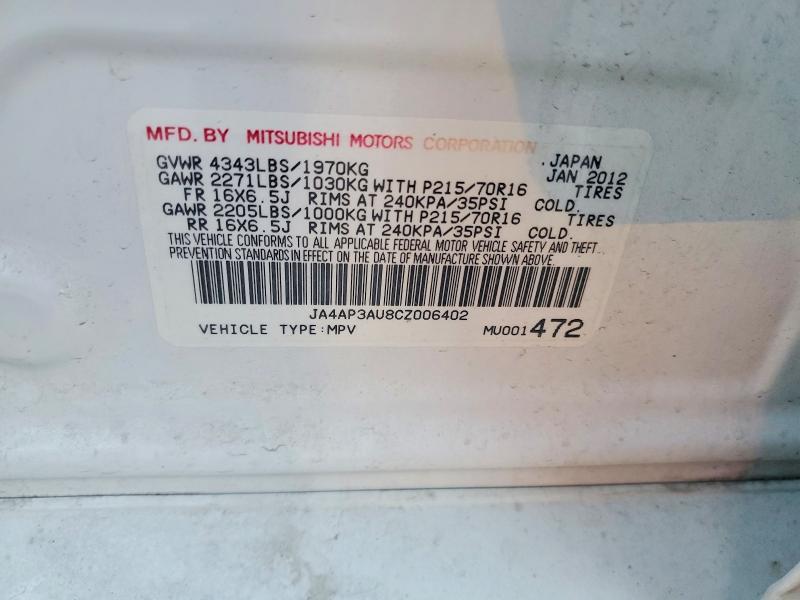 Aukcja sprzedaży 2012 Mitsubishi Outlander Sport, vin: JA4AP3AU8CZ006402, numer aukcji: 76722105