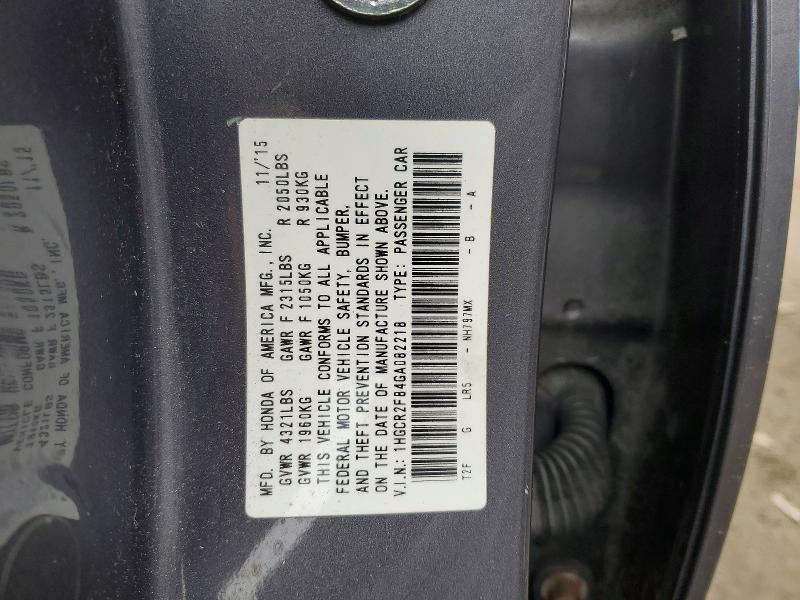2016 Honda Accord მანქანა იყიდება აუქციონზე, vin: 1HGCR2F84GA082218, აუქციონის ნომერი: 77994835
