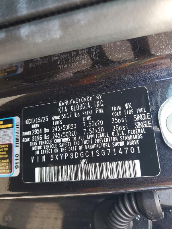 2025 Kia Telluride მანქანა იყიდება აუქციონზე, vin: 5XYP3DGC1SG714701, აუქციონის ნომერი: 78876665