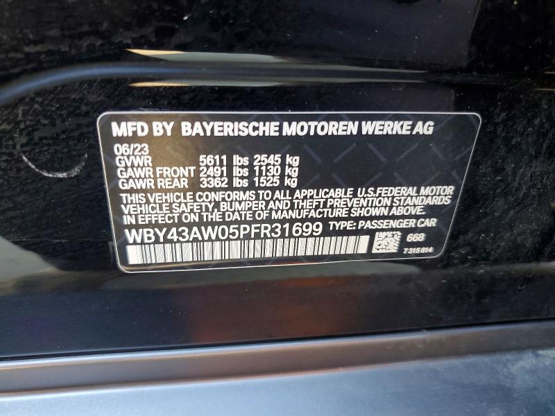 Продаж на аукціоні авто 2023 Bmw I4, vin: WBY43AW05PFR31699, номер лоту: 79029765