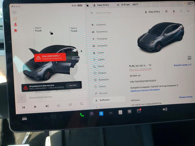76728055 :رقم المزاد ، 7SAYGDEF9NF452012 vin ، 2022 Tesla Model Y مزاد بيع