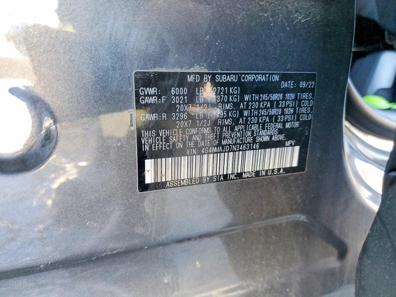 Aukcja sprzedaży 2022 Subaru Ascent, vin: 4S4WMAJD7N3463146, numer aukcji: 75579395