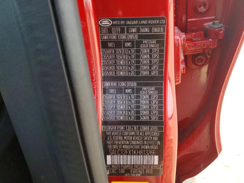74893235 :رقم المزاد ، SALCT2FX1KH813266 vin ، 2019 Land Rover Discovery مزاد بيع
