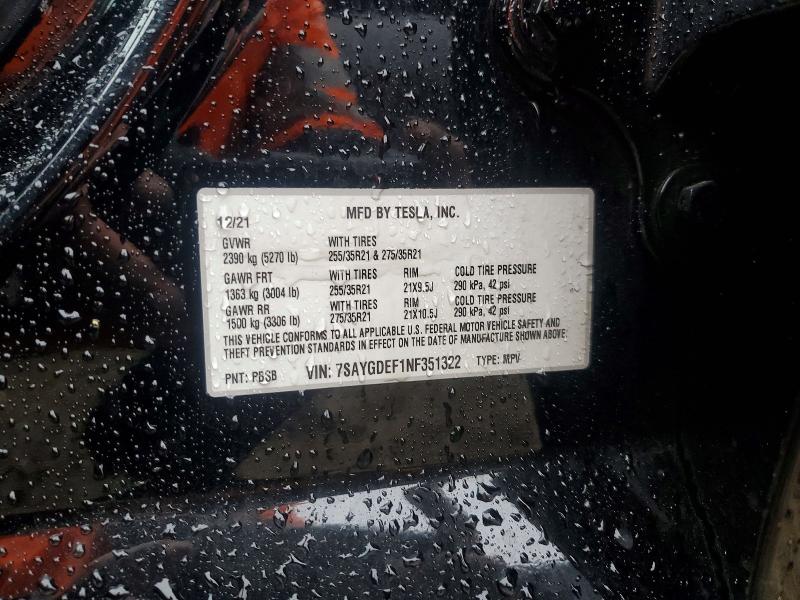Продаж на аукціоні авто 2022 Tesla Model Y, vin: 7SAYGDEF1NF351322, номер лоту: 77610595