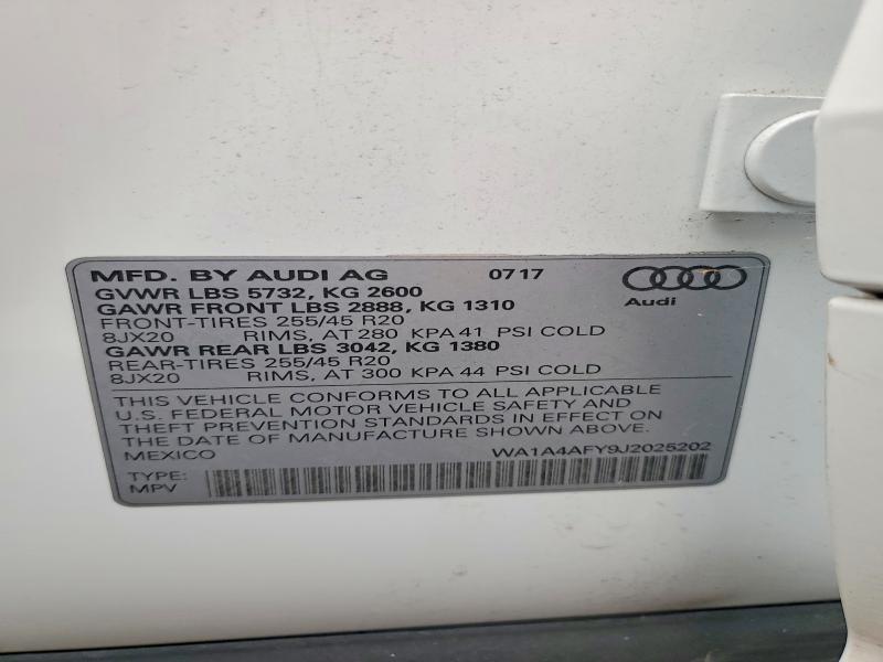Продажа на аукционе авто 2018 Audi Sq5, vin: WA1A4AFY9J2025202, номер лота: 78550885