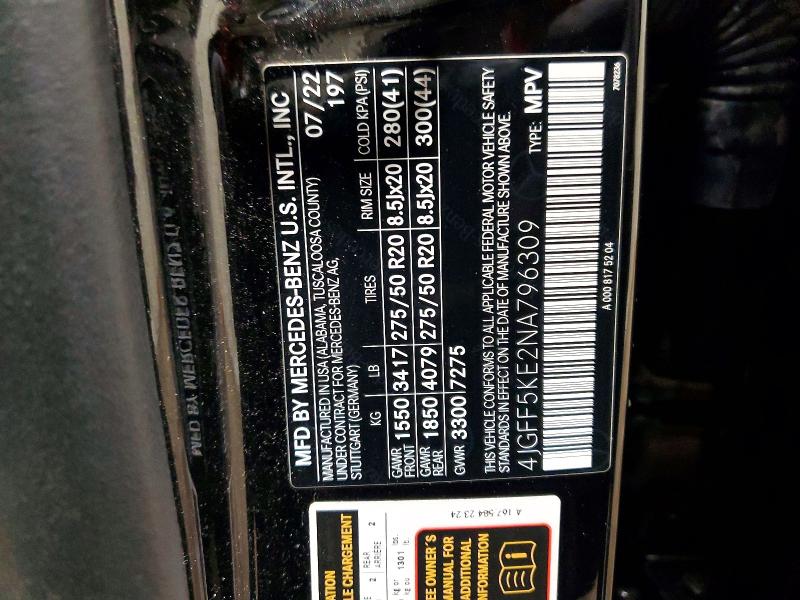 Продаж на аукціоні авто 2022 Mercedes-benz Gls, vin: 4JGFF5KE2NA796309, номер лоту: 77681865
