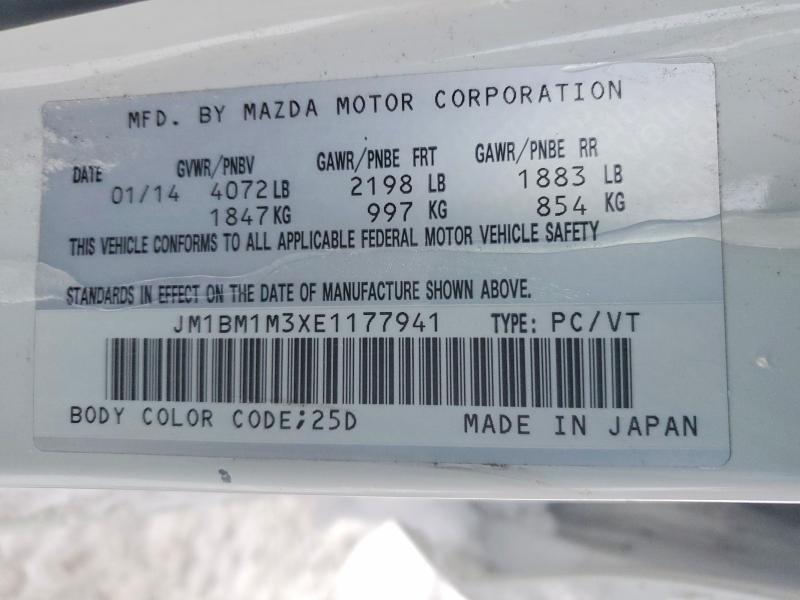 76740295 :رقم المزاد ، JM1BM1M3XE1177941 vin ، 2014 Mazda 3 مزاد بيع