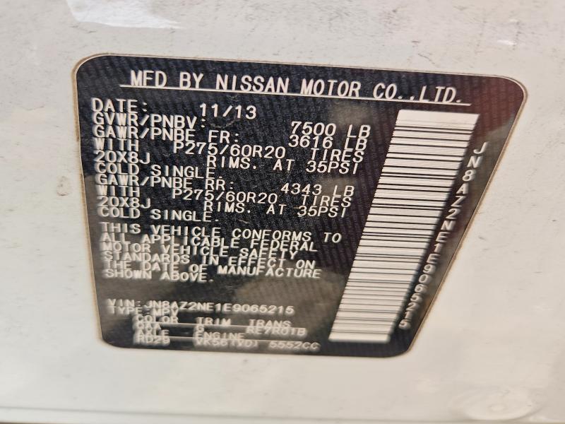 2014 Infiniti Qx80 მანქანა იყიდება აუქციონზე, vin: JN8AZ2NE1E9065215, აუქციონის ნომერი: 76824335