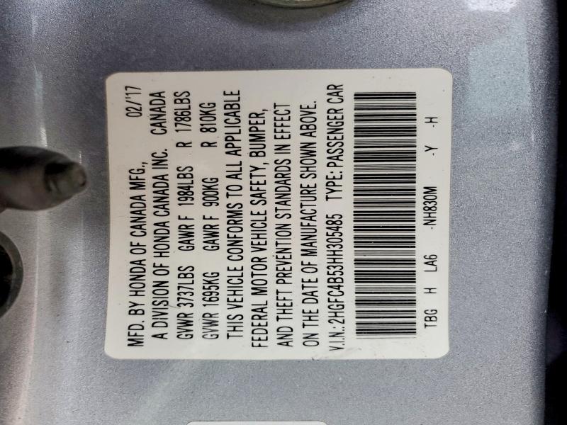 Aukcja sprzedaży 2017 Honda Civic, vin: 2HGFC4B53HH305485, numer aukcji: 75749005