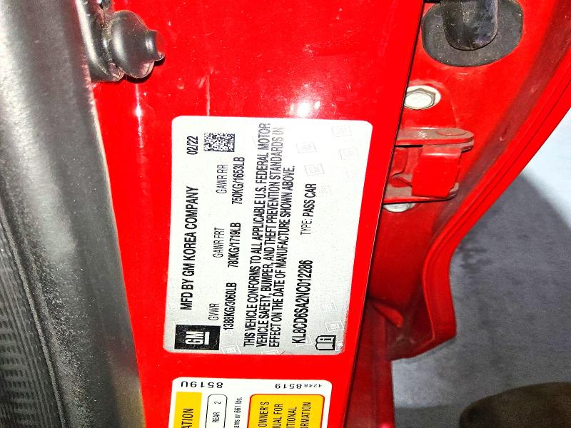 Aukcja sprzedaży 2022 Chevrolet Spark, vin: KL8CD6SA2NC012286, numer aukcji: 78675005