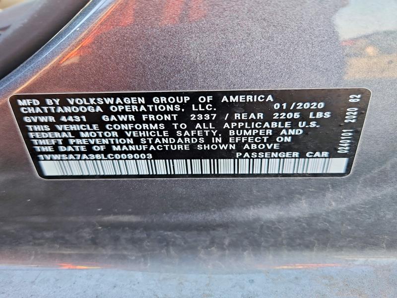 76050405 :رقم المزاد ، 1VWSA7A36LC009003 vin ، 2020 Volkswagen Passat مزاد بيع