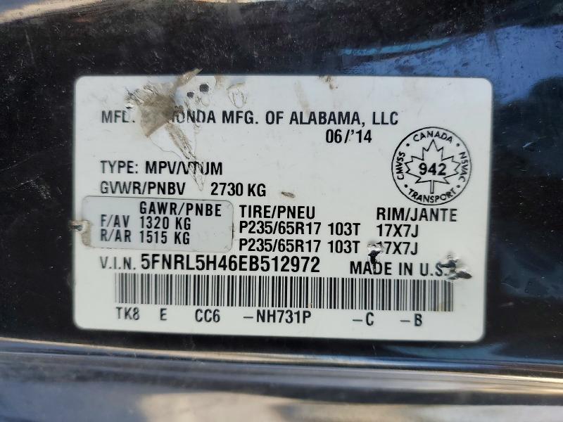 Продажа на аукционе авто 2014 Honda Odyssey, vin: 5FNRL5H46EB512972, номер лота: 78961985