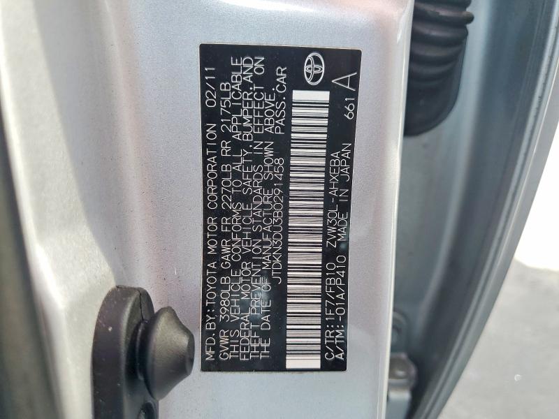 Aukcja sprzedaży 2011 Toyota Prius, vin: JTDKN3DU3B0291458, numer aukcji: 76462065