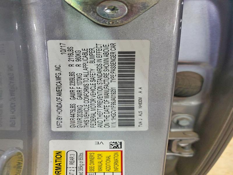 78112295 :رقم المزاد ، 1HGCV1F99JA019251 vin ، 2018 Honda Accord مزاد بيع