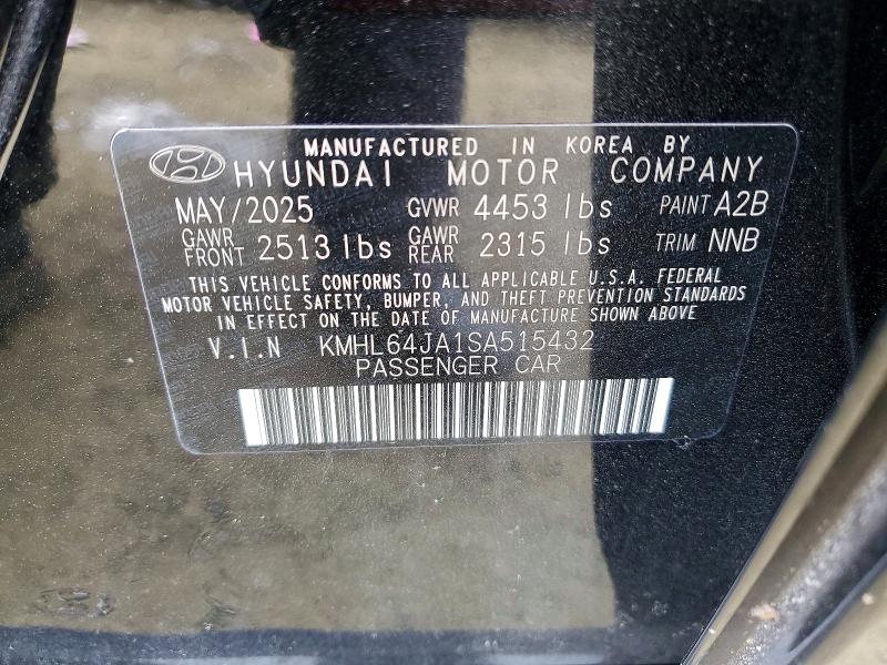 76521625 :رقم المزاد ، KMHL64JA1SA515432 vin ، 2025 Hyundai Sonata مزاد بيع