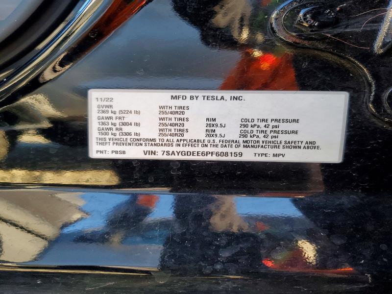 75625405 :رقم المزاد ، 7SAYGDEE6PF608159 vin ، 2023 Tesla Model Y مزاد بيع