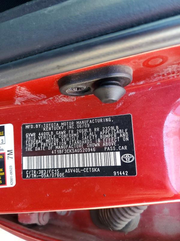 77116505 :رقم المزاد ، 4T1BF3EK5AU520946 vin ، 2010 Toyota Camry مزاد بيع