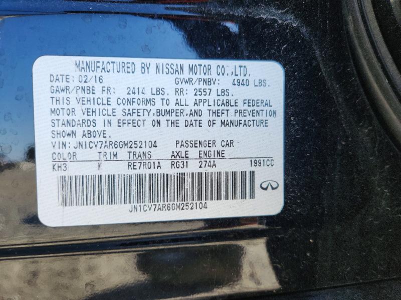 Продажа на аукционе авто 2016 Infiniti Q50, vin: JN1CV7AR6GM252104, номер лота: 76703085