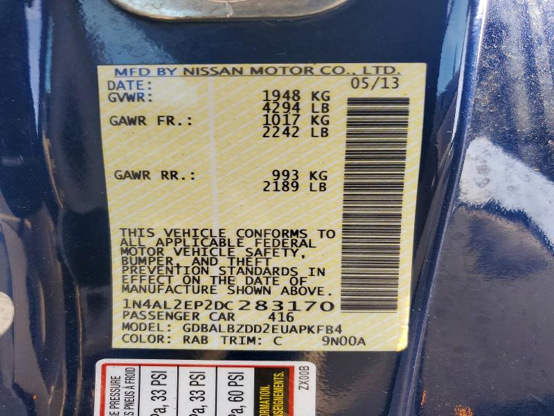 Продажа на аукционе авто 2013 Nissan Altima, vin: 1N4AL2EP2DC283170, номер лота: 76252275