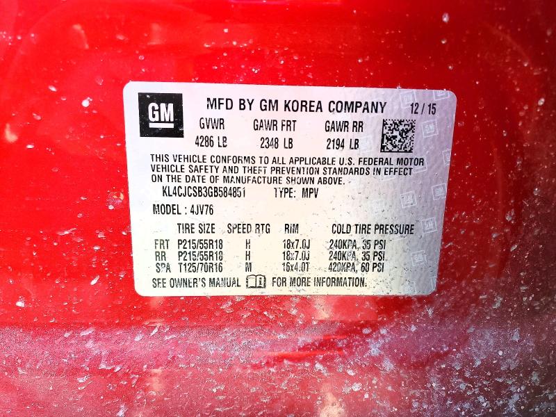 Продажа на аукционе авто 2016 Buick Encore, vin: KL4CJCSB3GB584851, номер лота: 78030905