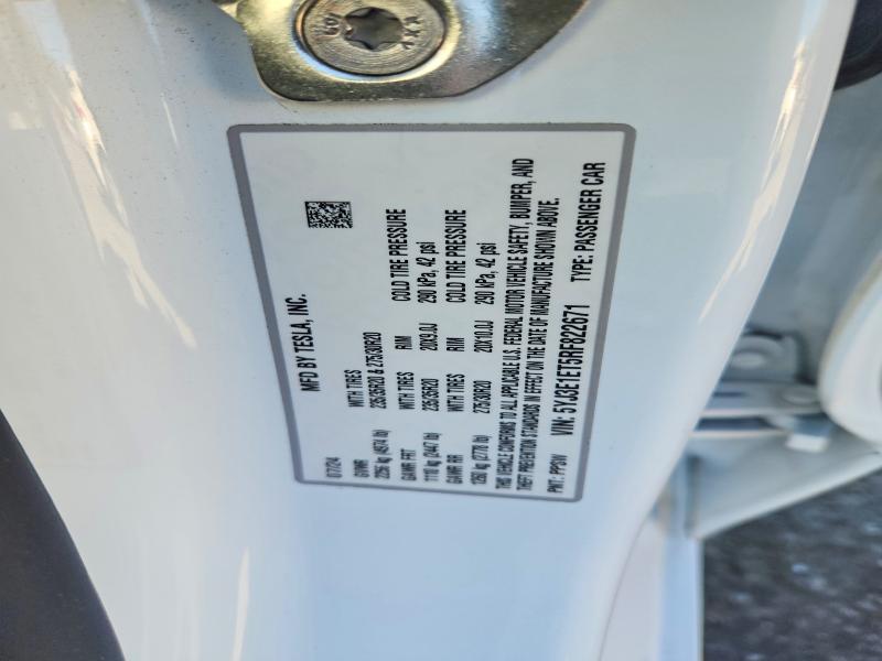 Aukcja sprzedaży 2024 Tesla Model 3, vin: 5YJ3E1ET5RF822671, numer aukcji: 75386225