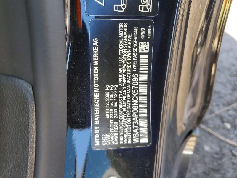 Продажа на аукционе авто 2022 Bmw 430xi, vin: WBA73AP08NCK57086, номер лота: 77769905
