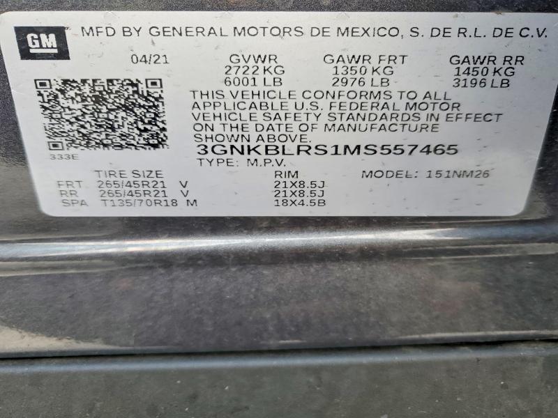Aukcja sprzedaży 2021 Chevrolet Blazer, vin: 3GNKBLRS1MS557465, numer aukcji: 77887635