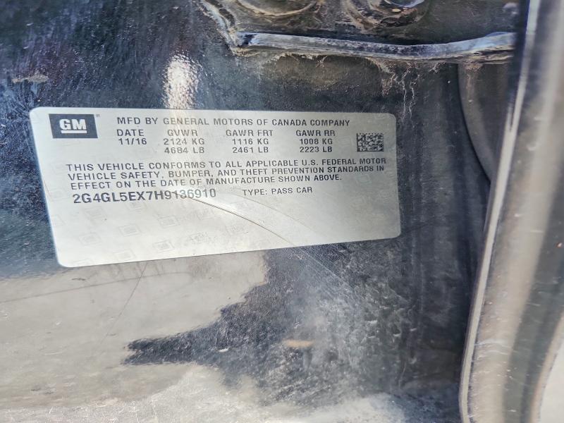 78892125 :رقم المزاد ، 2G4GL5EX7H9136910 vin ، 2017 Buick Regal مزاد بيع