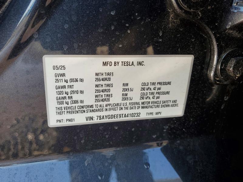 Продажа на аукционе авто 2026 Tesla Model Y, vin: 7SAYGDEE9TA410232, номер лота: 79207815