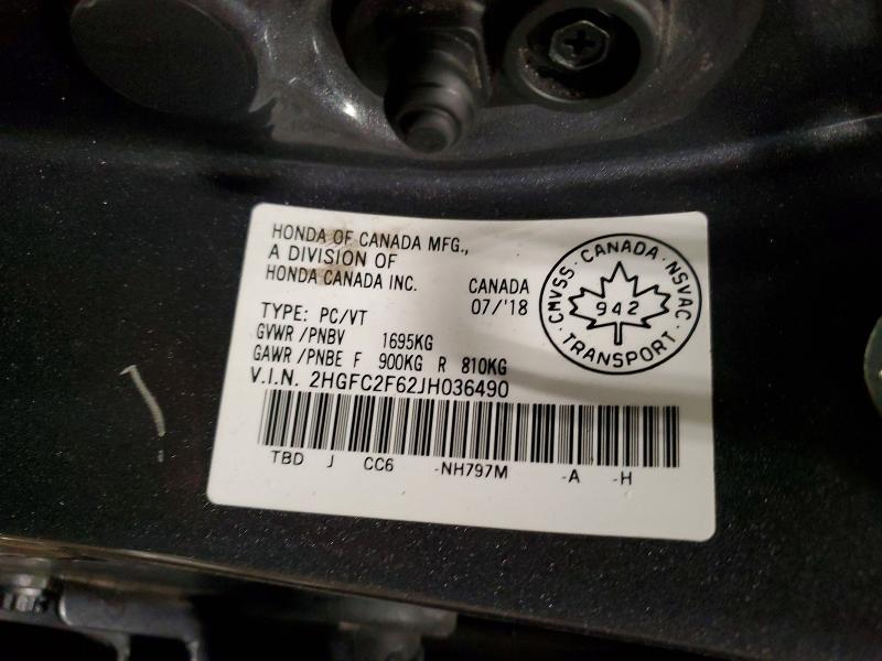 Aukcja sprzedaży 2018 Honda Civic, vin: 2HGFC2F62JH036490, numer aukcji: 77507085