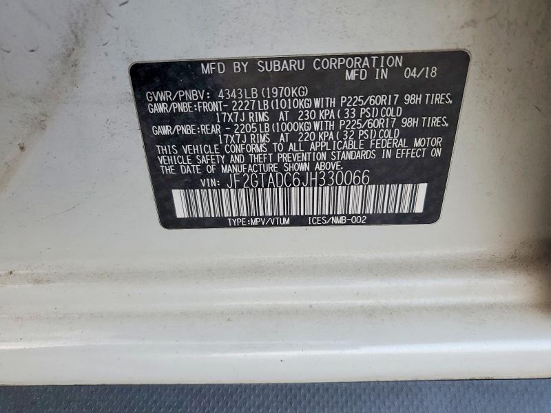 Aukcja sprzedaży 2018 Subaru Crosstrek, vin: JF2GTADC6JH330066, numer aukcji: 77925445