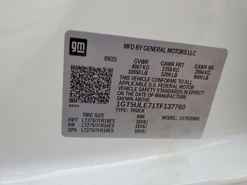 77626535 :رقم المزاد ، 1GT5ULE71TF137760 vin ، 2026 Gmc Sierra مزاد بيع