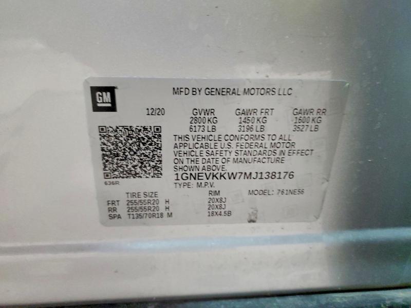 Продажа на аукционе авто 2021 Chevrolet Traverse, vin: 1GNEVKKW7MJ138176, номер лота: 79002885