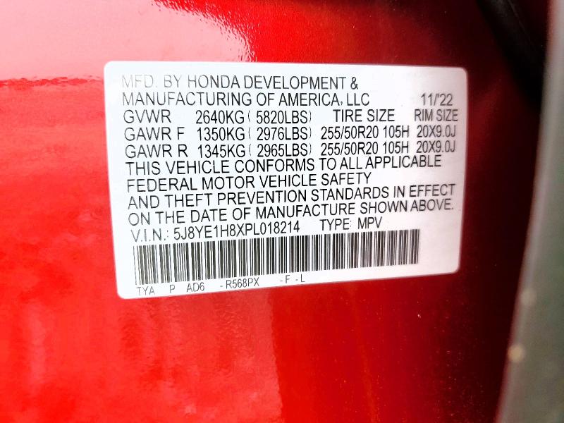 78638515 :رقم المزاد ، 5J8YE1H8XPL018214 vin ، 2023 Acura Mdx مزاد بيع