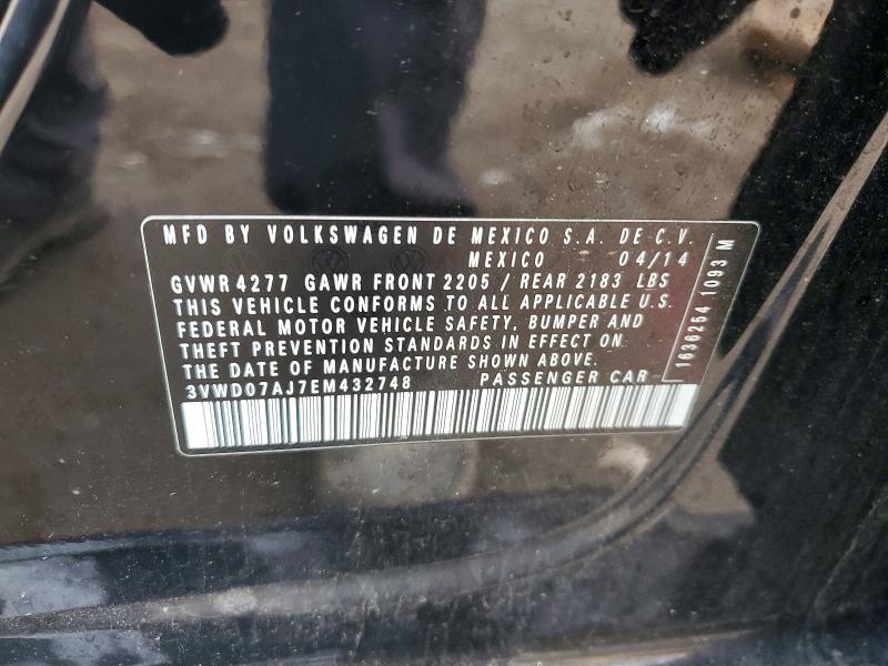 2014 Volkswagen Jetta მანქანა იყიდება აუქციონზე, vin: 3VWD07AJ7EM432748, აუქციონის ნომერი: 77878905