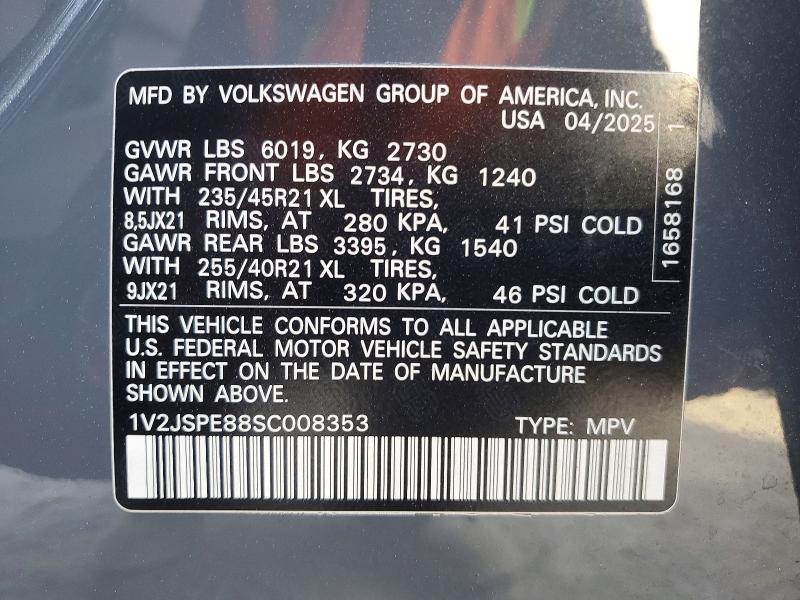 75487055 :رقم المزاد ، 1V2JSPE88SC008353 vin ، 2025 Volkswagen Id.4 مزاد بيع