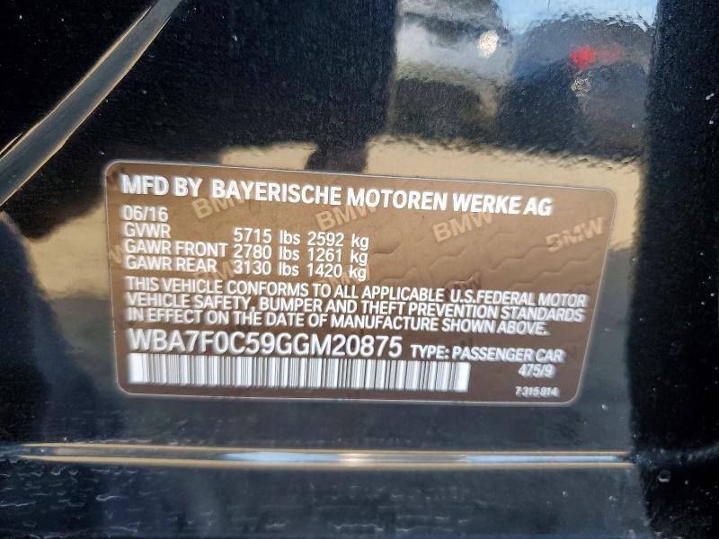 Aukcja sprzedaży 2016 Bmw 750, vin: WBA7F0C59GGM20875, numer aukcji: 79480465