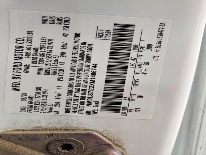 77802315 :رقم المزاد ، NM0LS7E2XM1486744 vin ، 2021 Ford Transit Connect مزاد بيع