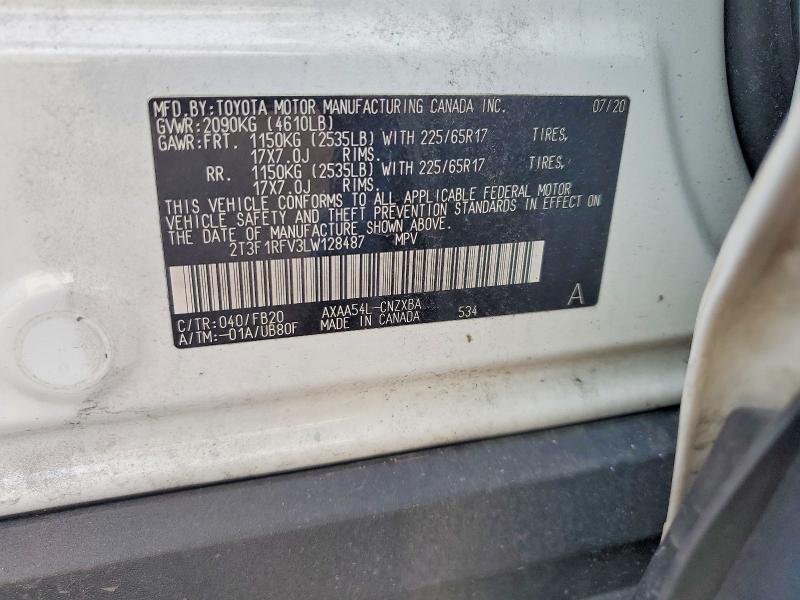 Продажа на аукционе авто 2020 Toyota Rav4, vin: 2T3F1RFV3LW128487, номер лота: 77679495