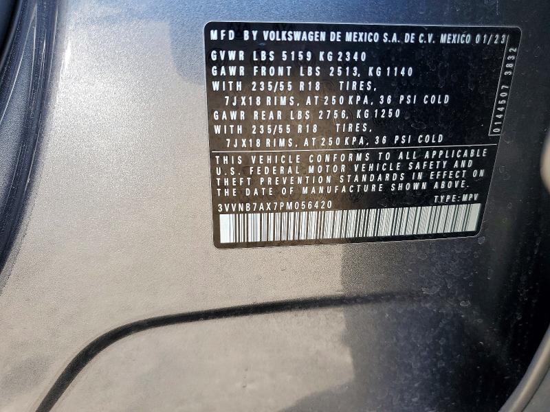 Aukcja sprzedaży 2023 Volkswagen Tiguan, vin: 3VVNB7AX7PM056420, numer aukcji: 77011495