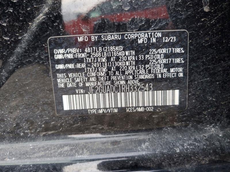 Aukcja sprzedaży 2024 Subaru Crosstrek, vin: JF2GUADC1RH332543, numer aukcji: 78323205