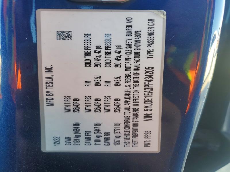 Aukcja sprzedaży 2023 Tesla Model 3, vin: 5YJ3E1EA3PF434205, numer aukcji: 78192035