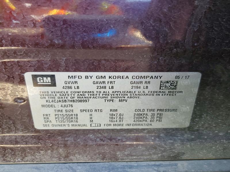 Продаж на аукціоні авто 2017 Buick Encore, vin: KL4CJASB7HB208997, номер лоту: 77915315